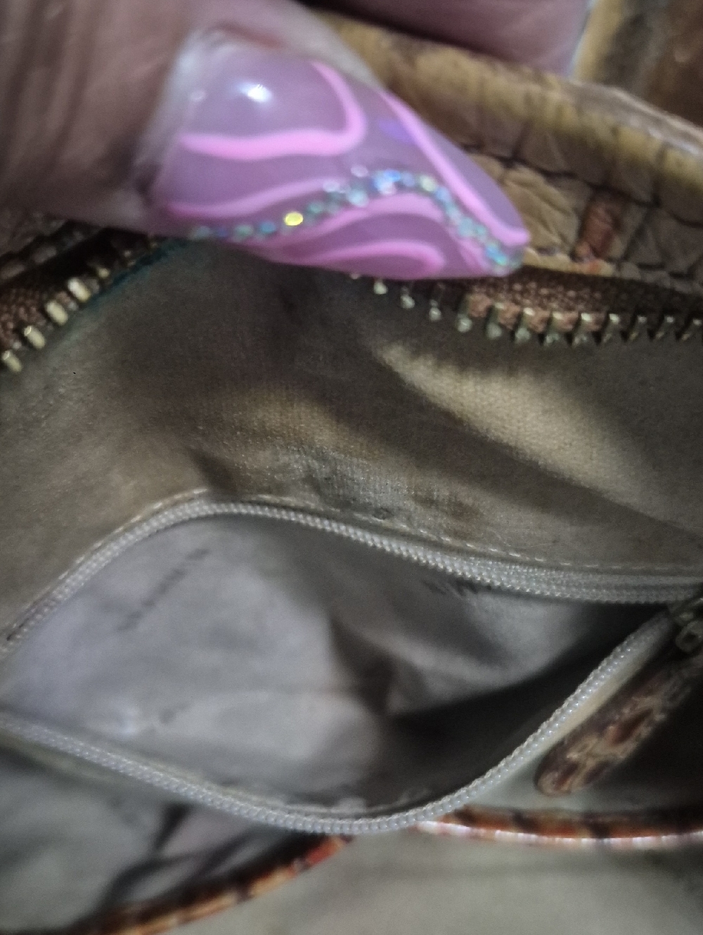 Brahmin Brown Croc-Embossed Leather Tote - Picture 5 of 7
